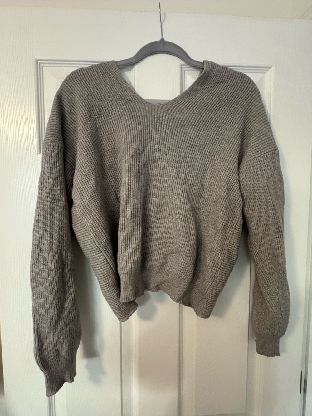 Forever 21 Gray Ribbed Scoop Neck Sweater open back sz 3x